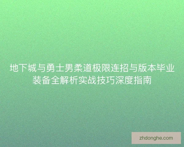 地下城与勇士男柔道极限连招与版本毕业装备全解析实战技巧深度指南