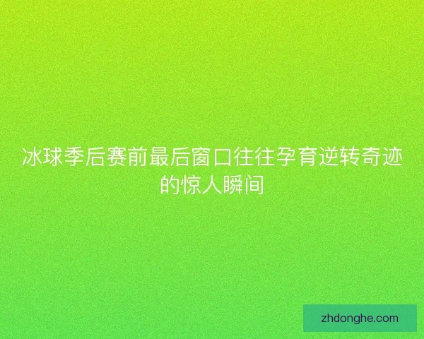 冰球季后赛前最后窗口往往孕育逆转奇迹的惊人瞬间 冰球季后赛前最后窗口往往孕育逆转奇迹的惊人瞬间